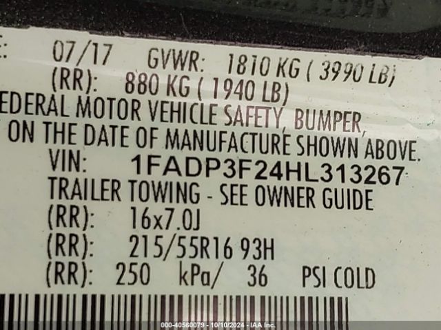1FADP3F24HL313267 Ford FOCUS SE
