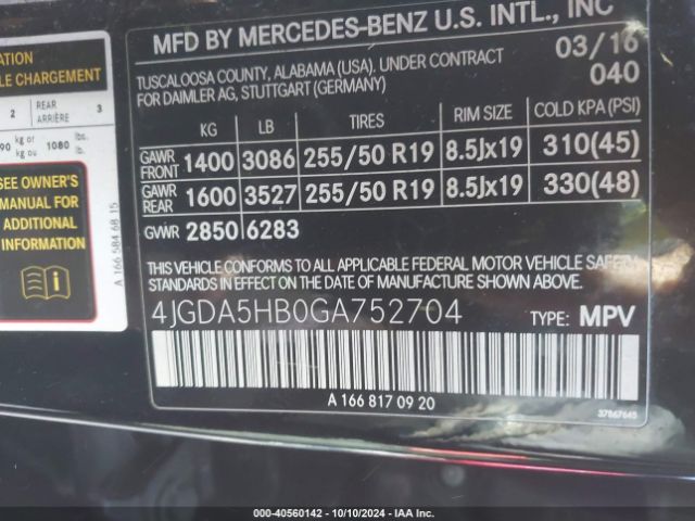 4JGDA5HB0GA752704 Mercedes-Benz Gle 350 4matic