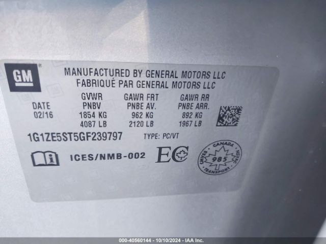 1G1ZE5ST5GF239797 Chevrolet MALIBU 1LT