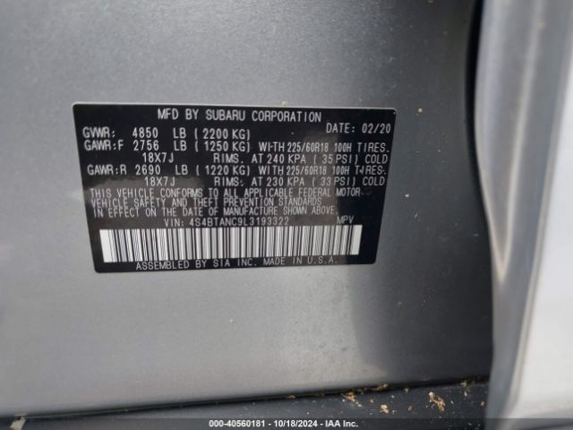4S4BTANC9L3193322 Subaru Outback Limited