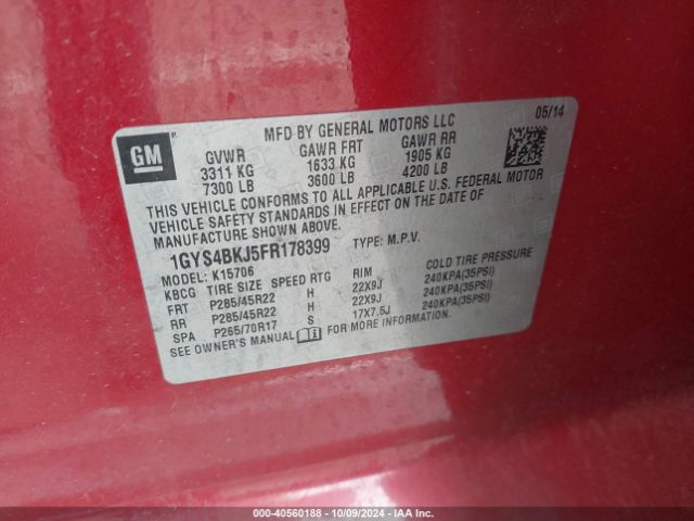 1GYS4BKJ5FR178399 Cadillac Escalade Luxury