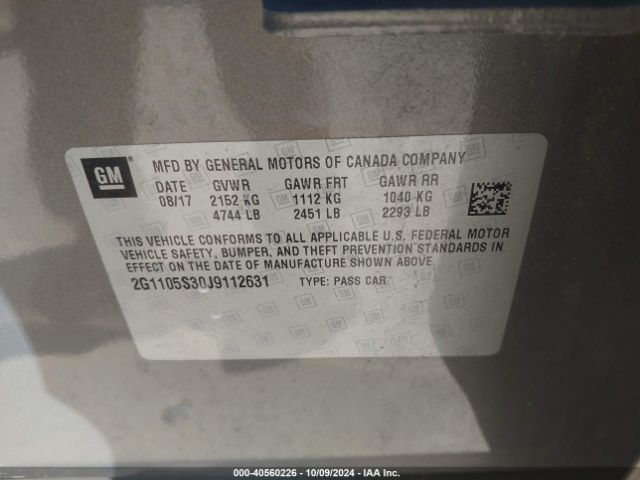 2G1105S30J9112631 Chevrolet IMPALA 1LT