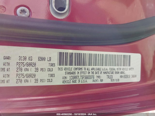 RAM 1500 Lone Star 2015 1C6RR7LT5FS665976 Image 9