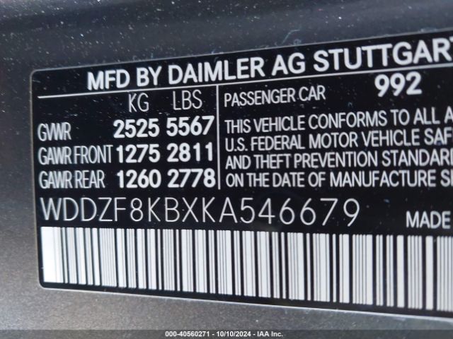 WDDZF8KBXKA546679 Mercedes-Benz Amg E 63 S 4matic