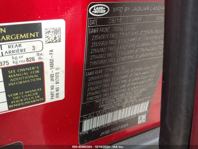 SALWR2RV2KA817972 Land Rover Range Rover Sport Hse