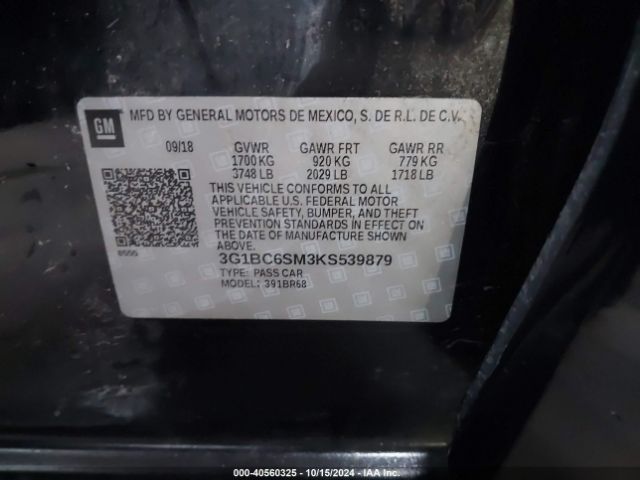 3G1BC6SM3KS539879 Chevrolet CRUZE LS