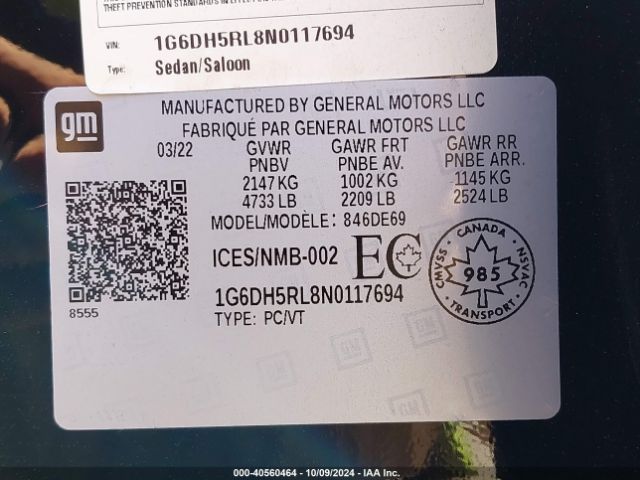 1G6DH5RL8N0117694 Cadillac Ct4-v V-series