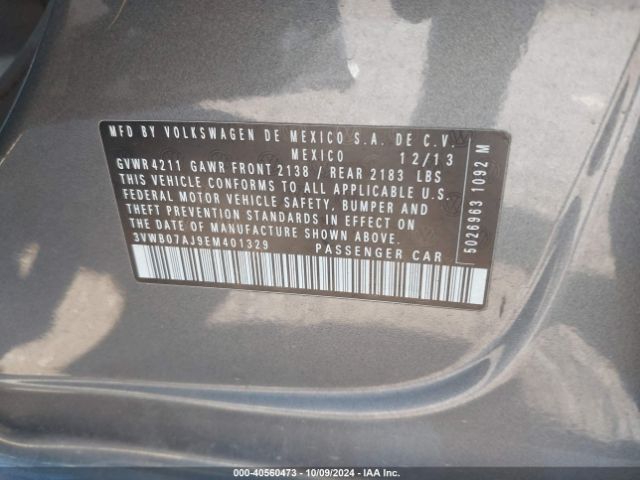 3VWB07AJ9EM401329 Volkswagen Jetta 1.8t Se