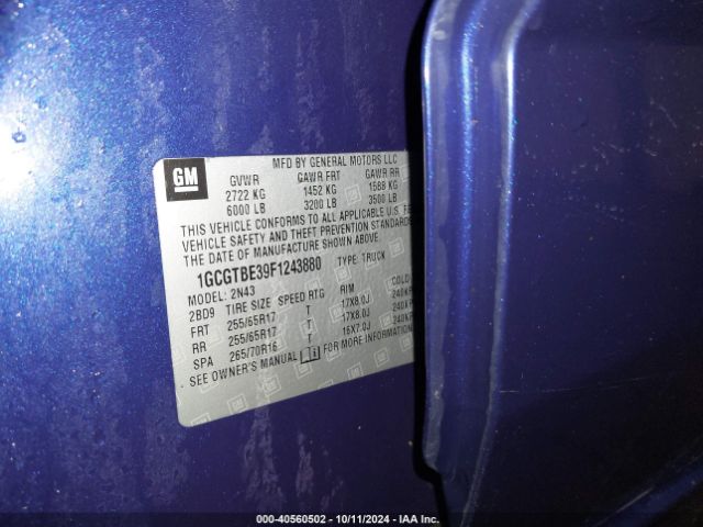 1GCGTBE39F1243880 Chevrolet Colorado Lt