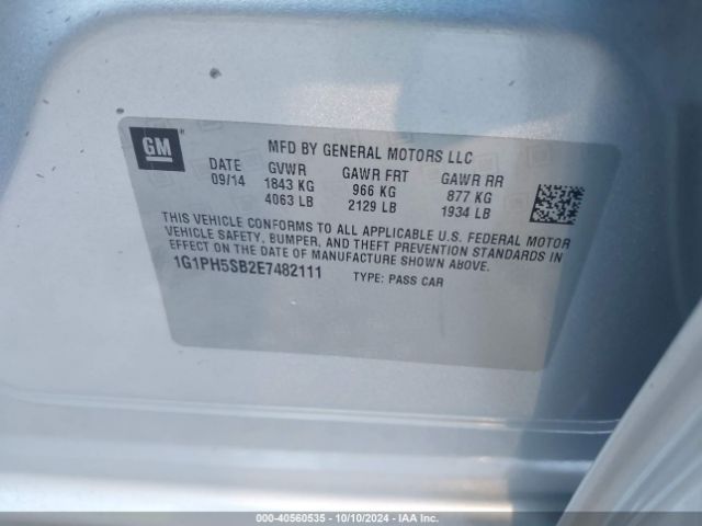 1G1PH5SB2E7482111 Chevrolet Cruze Eco Auto