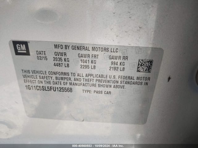 1G11C5SL5FU125568 Chevrolet MALIBU 1LT