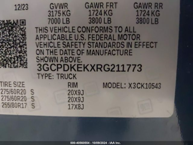 3GCPDKEKXRG211773 Chevrolet Silverado 1500 4wd  Short Bed Lt With 2fl