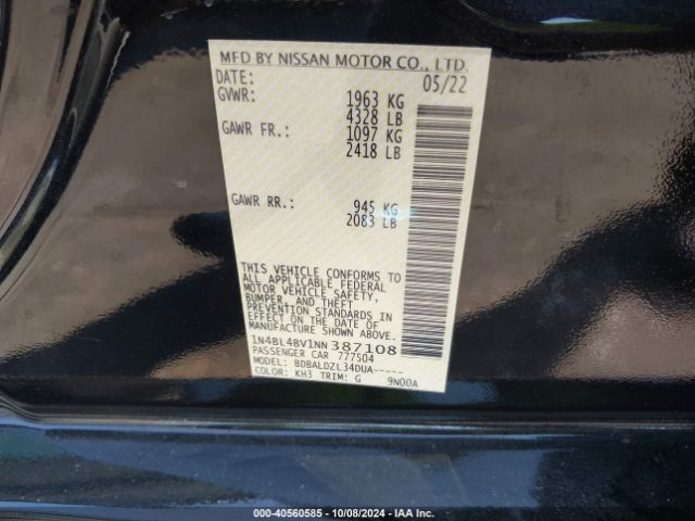 1N4BL4BV1NN387108 Nissan Altima S Fwd