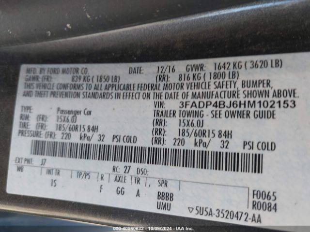 3FADP4BJ6HM102153 Ford FIESTA SE