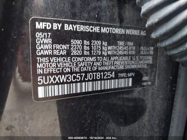 5UXXW3C57J0T81254 BMW X4 Xdrive28i
