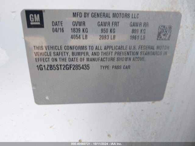 Chevrolet MALIBU LS 2016 1G1ZB5ST2GF285435 Image 9