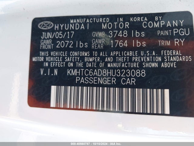 Hyundai Veloster Value Edition 2017 KMHTC6AD8HU323088 Image 9