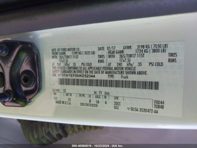 1FTFW1EF5HKE52344 Ford F-150 Xl