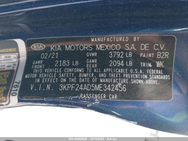 3KPF24AD5ME342456 KIA Forte Lxs