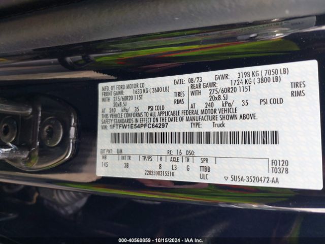 1FTFW1E54PFC64297 Ford F-150 Platinum
