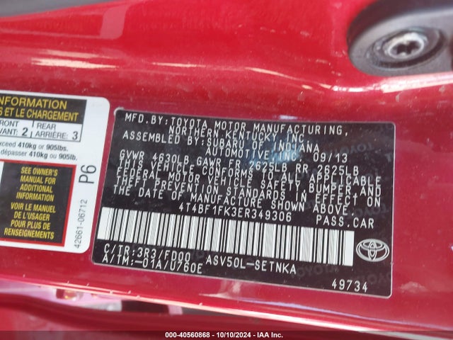 Toyota CAMRY LE 2014 4T4BF1FK3ER349306 Image 9