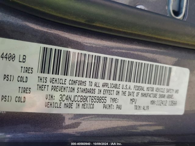 3C4NJCCB8KT659855 Jeep Compass Limited Fwd