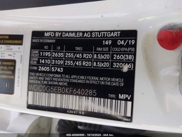 WDC0G5EB0KF640285 Mercedes-Benz Glc 350e 4matic