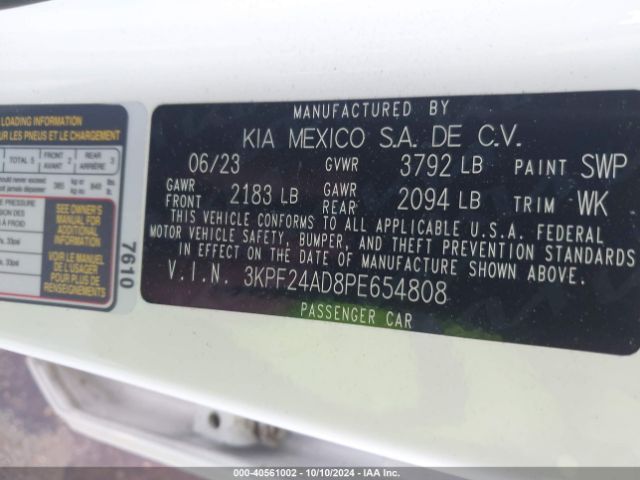 3KPF24AD8PE654808 KIA Forte Lxs