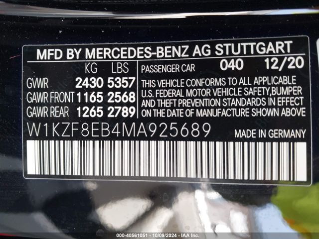 W1KZF8EB4MA925689 Mercedes-Benz E 350 4matic