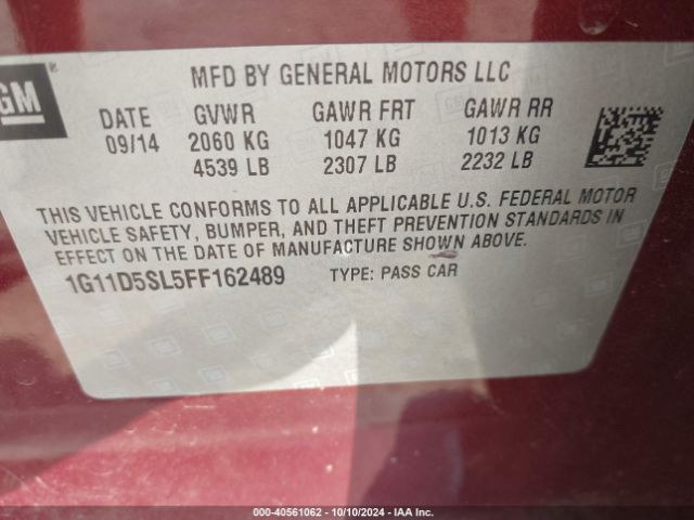 1G11D5SL5FF162489 Chevrolet MALIBU 2LT