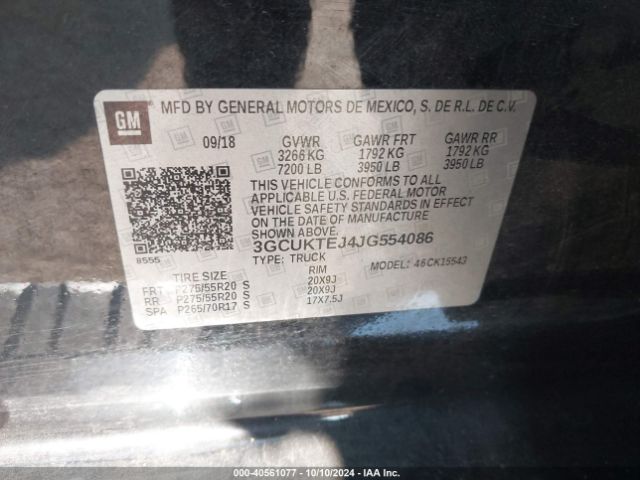3GCUKTEJ4JG554086 Chevrolet Silverado 1500 High Country