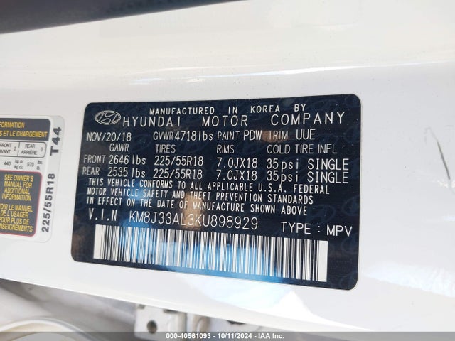 Hyundai Tucson Ultimate 2019 KM8J33AL3KU898929 Image 9