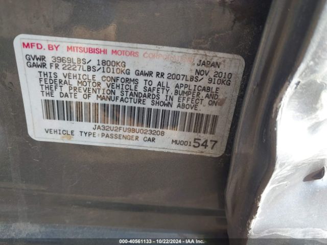 2011 MITSUBISHI LANCER JA32U2FU9BU023208 Photo 8