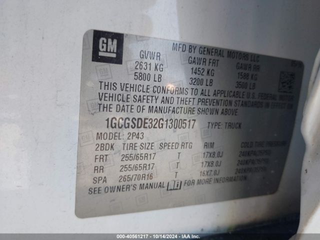 1GCGSDE32G1300517 Chevrolet Colorado Z71