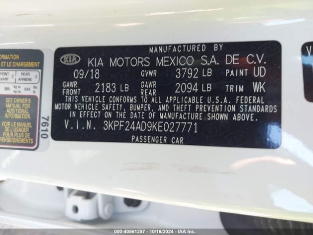 3KPF24AD9KE027771 KIA Forte Lxs