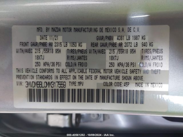 3MVDMBBL0MM317559 Mazda Cx-30 Select