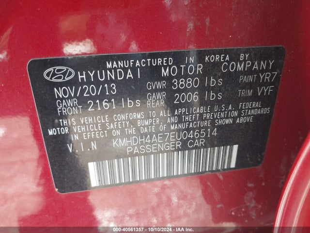 Hyundai ELANTRA SE 2014 KMHDH4AE7EU046514 Image 9