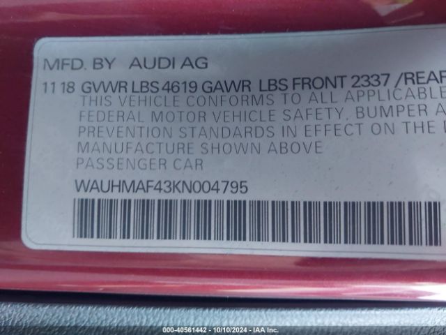 2019 AUDI A4 WAUHMAF43KN004795 Photo 8
