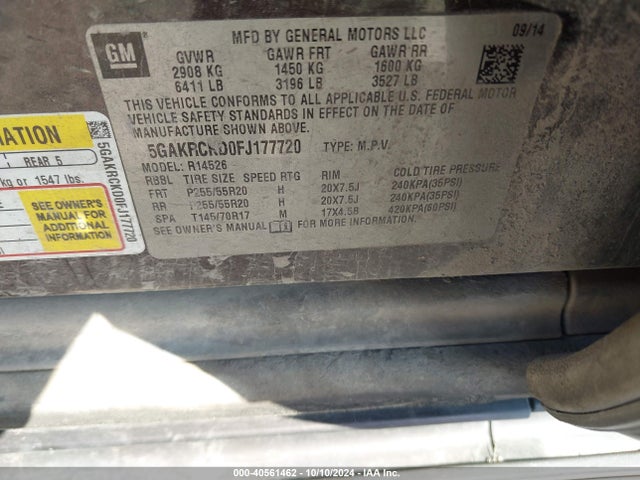 Buick Enclave Premium 2015 5GAKRCKD0FJ177720 Image 9