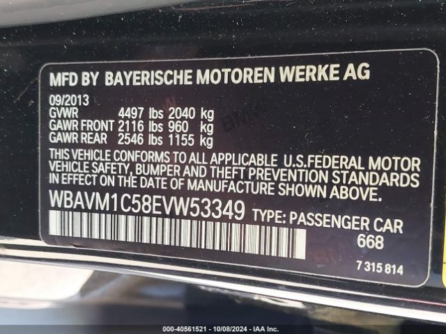 WBAVM1C58EVW53349 BMW X1 Sdrive28i