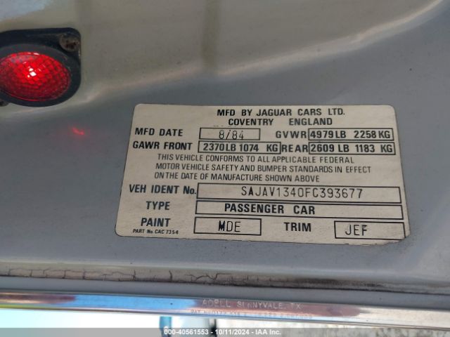 1985 JAGUAR XJ6 SAJAV134OFC393677 Photo 8