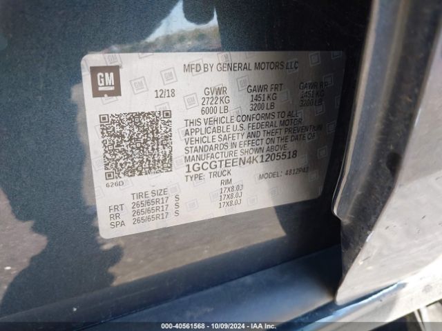 1GCGTEEN4K1205518 Chevrolet Colorado Zr2