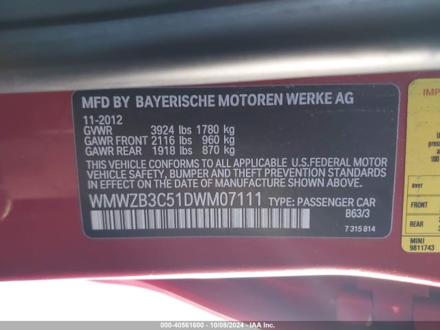 2013 MINI COUNTRYMAN WMWZB3C51DWM07111 Photo 8