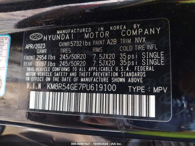 KM8R54GE7PU619100 Hyundai Palisade Limited