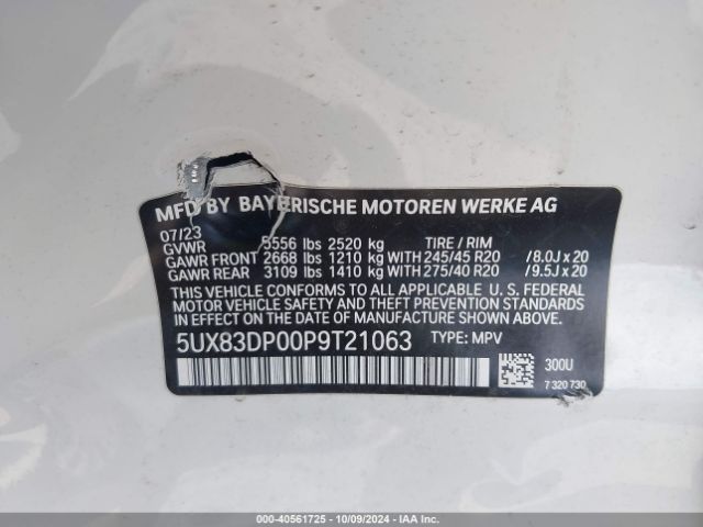 5UX83DP00P9T21063 BMW X3 M40i