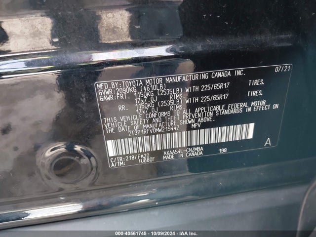 Toyota Rav4 Xle 2021 2T3P1RFV0MW219447 Image 9