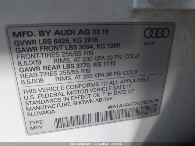 WA1AHAF77KD037575 Audi Q7 45 Premium