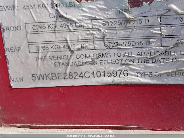 40561911 :رقم المزاد ، 5WKBE2824C1015976 vin ، 2012 Freedom Trailers, Ll Concession Trailer 8 مزاد بيع