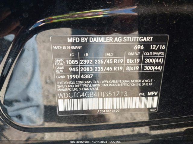 WDCTG4GB4HJ351713 Mercedes-Benz Gla 250 4matic