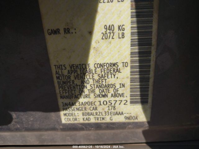 1N4AL3AP0EC105772 Nissan Altima 2.5 S